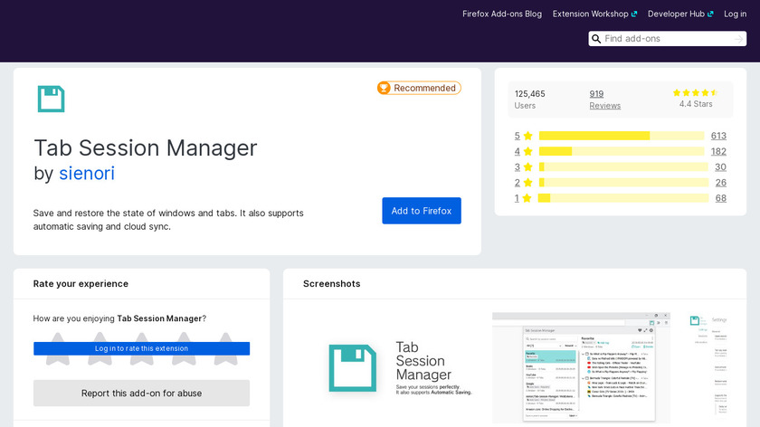 Tab Session Manager Landing Page