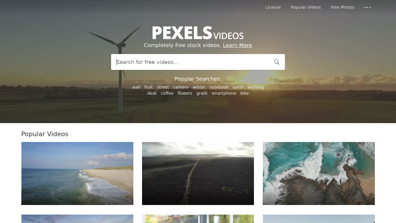 Pexels Videos Landing page