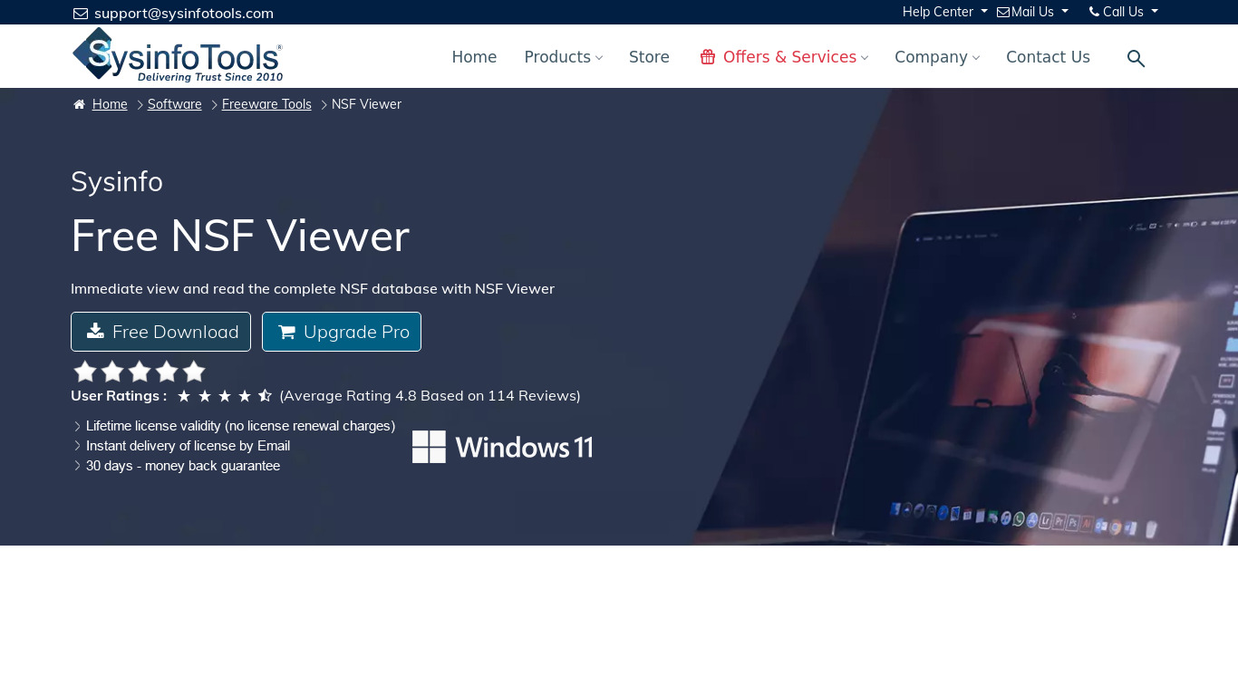 SysInfo NSF Viewer Landing page