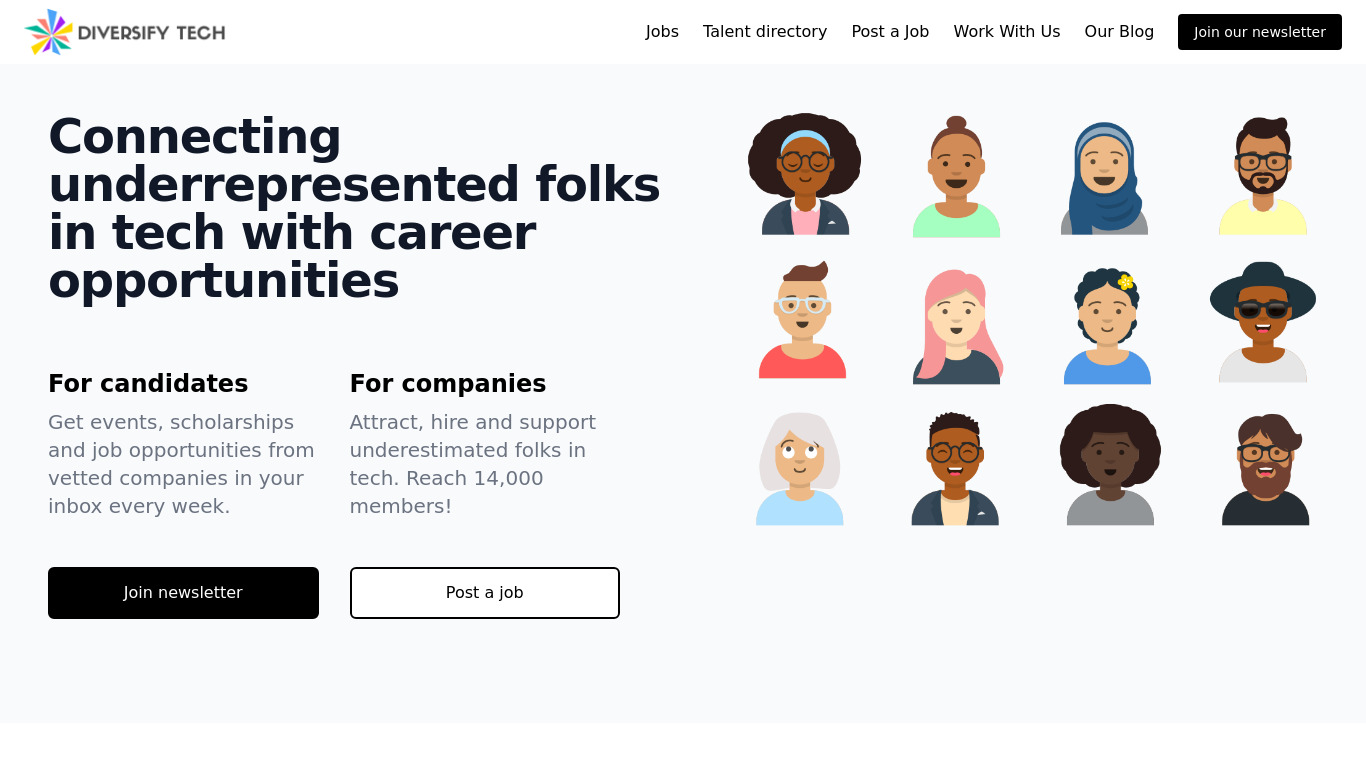Diversify Tech Landing page