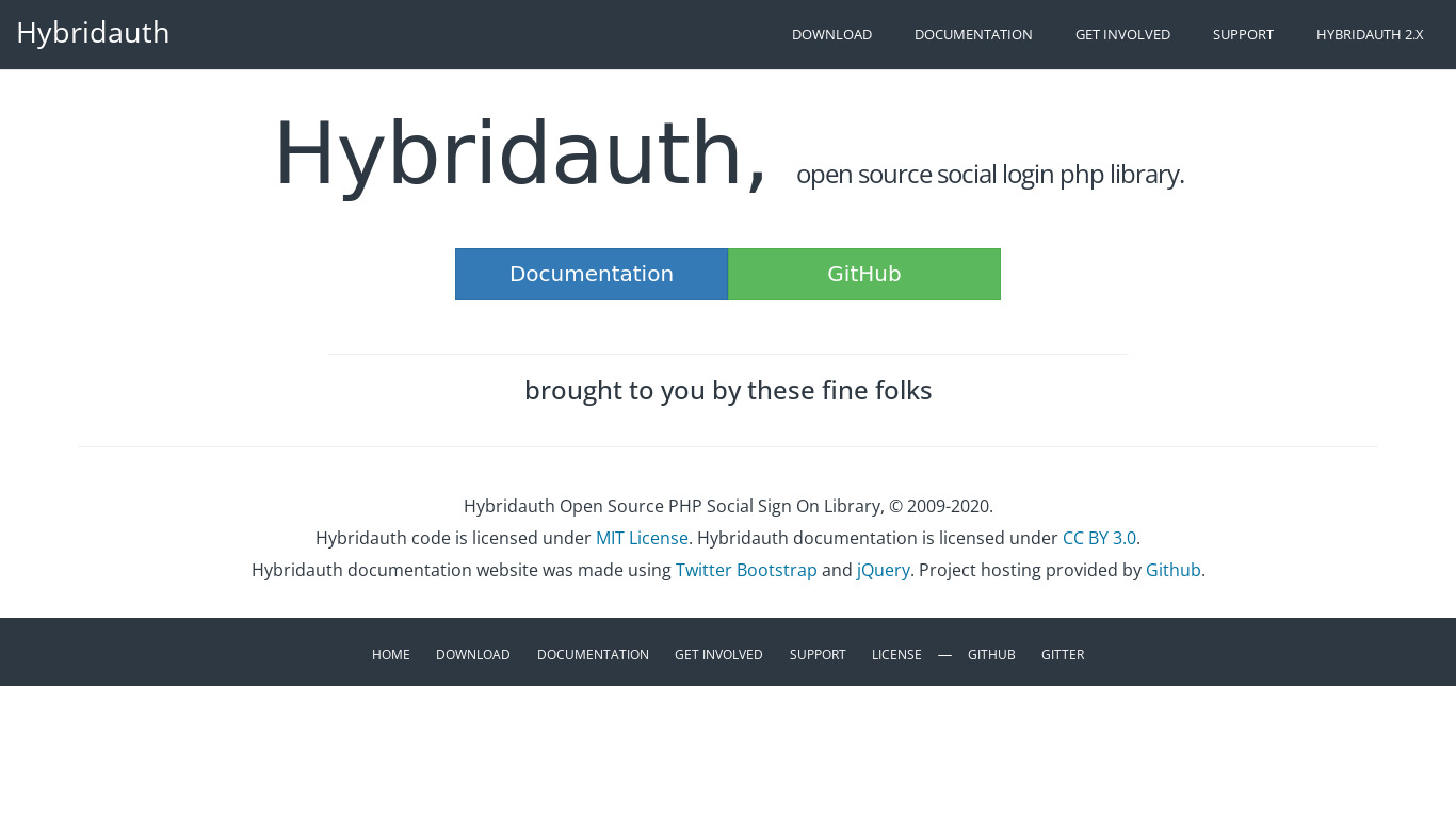 HybridAuth Landing page