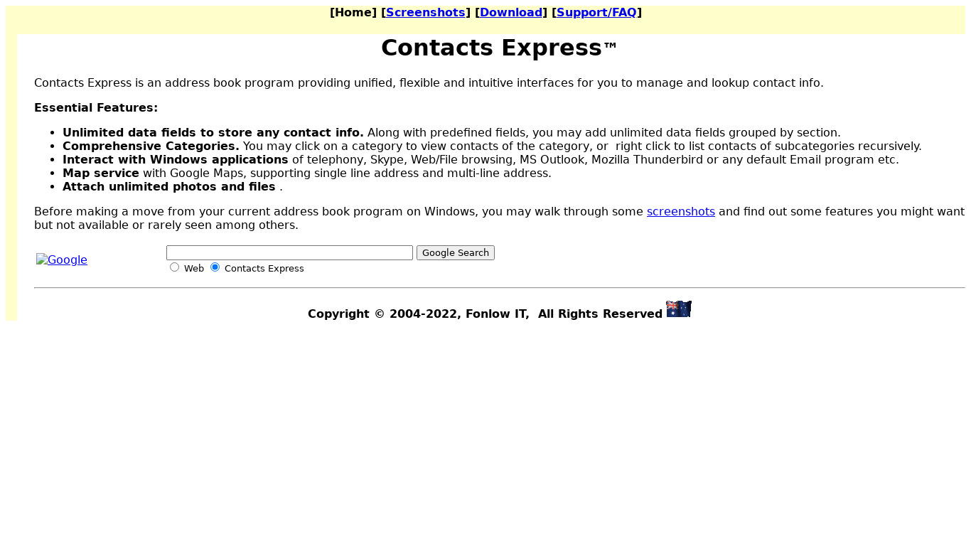 Contacts Express Landing page