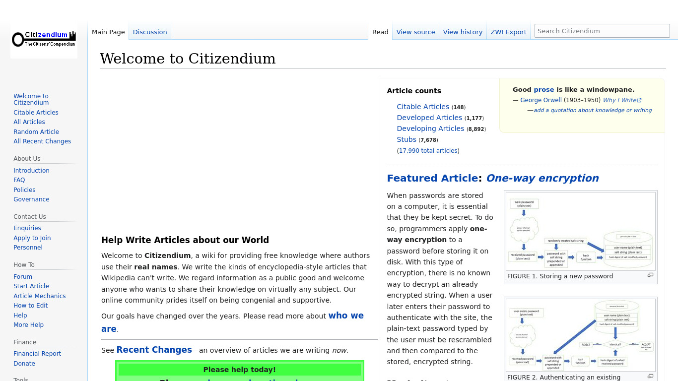 Citizendium Landing page