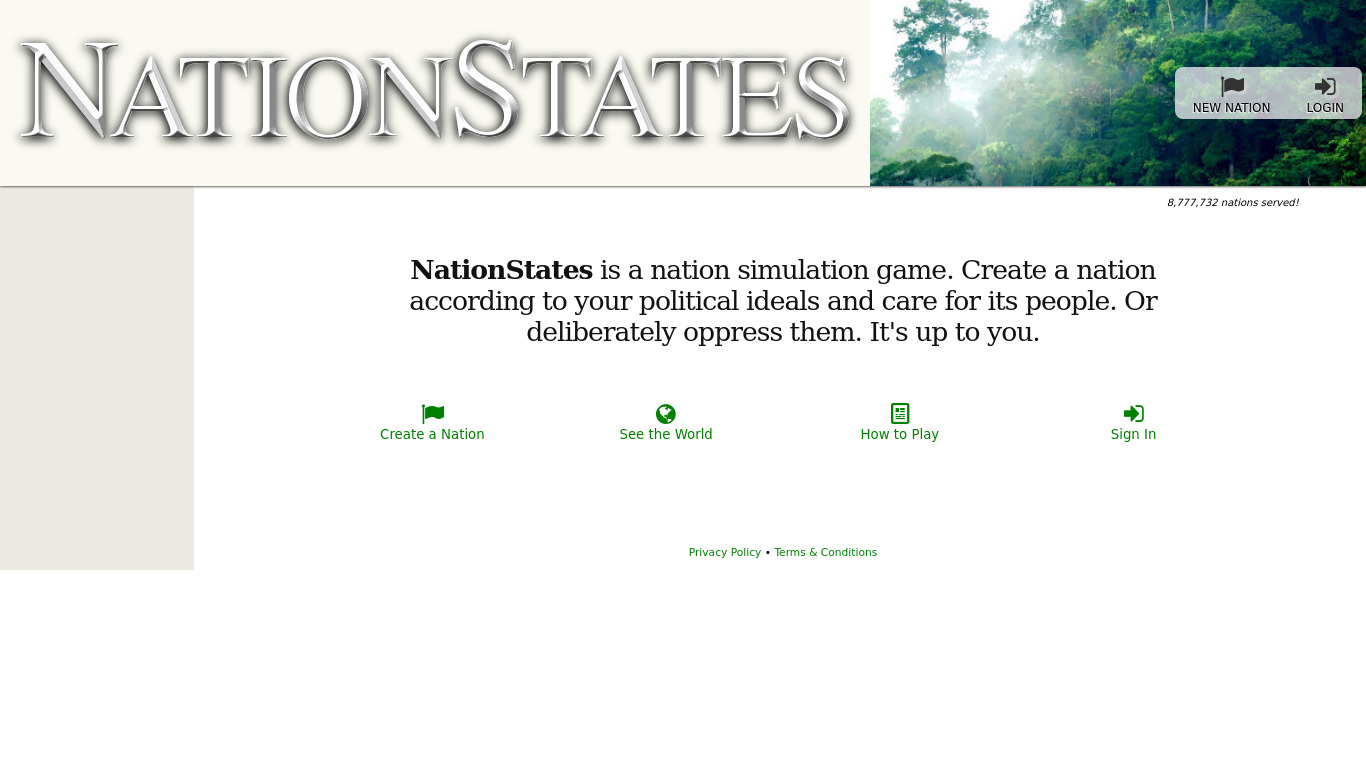 NationStates Landing page