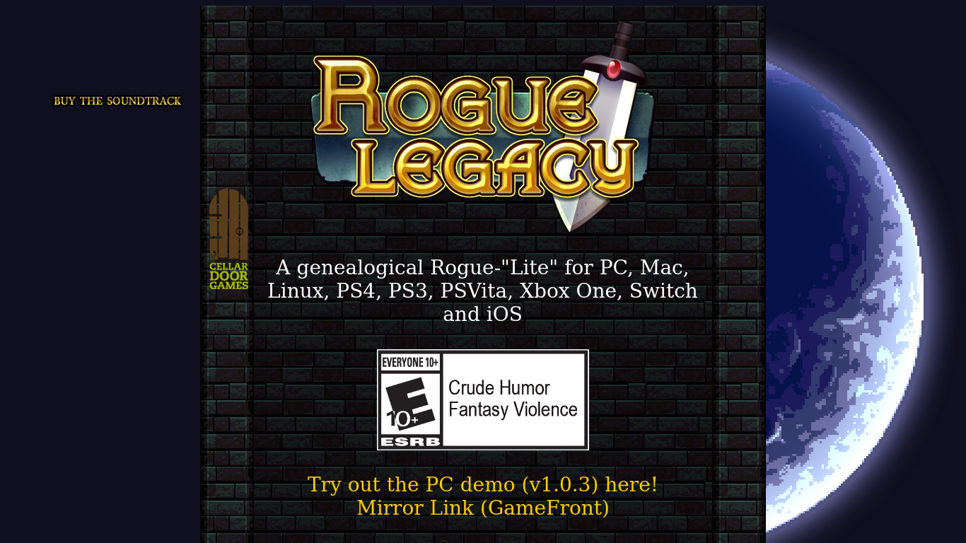 Rogue Legacy Landing page