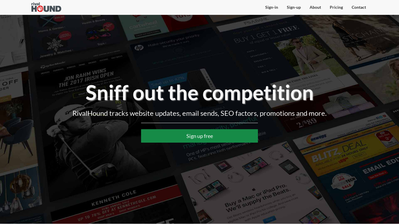 RivalHound Landing page