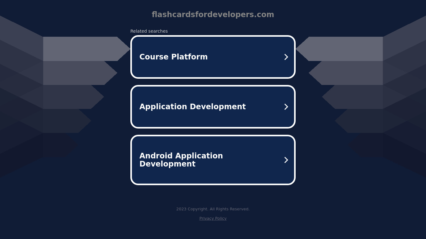 Flashcards for Developers Landing page