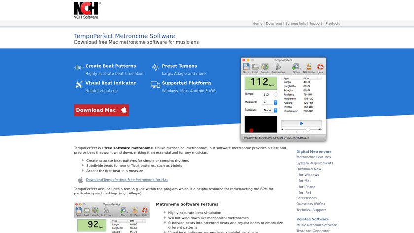 TempoPerfect Metronome Landing Page