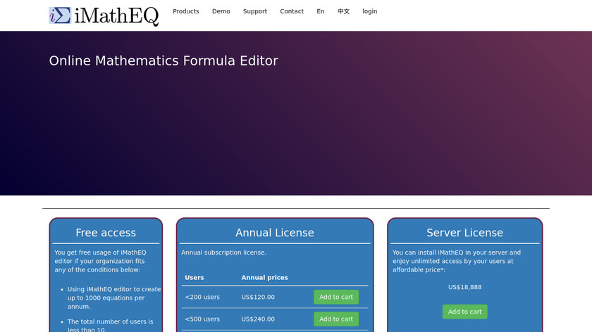 iMathEQ Math Equation Editor Landing Page
