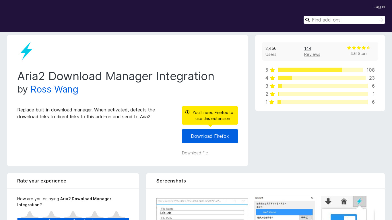 Aria2 Download Manager Integration Landing page