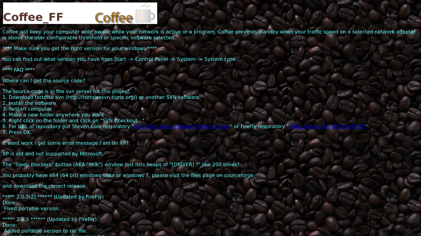 Coffee_FF Landing page