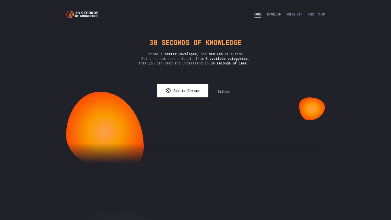 30 Seconds of Knowledge Landing page