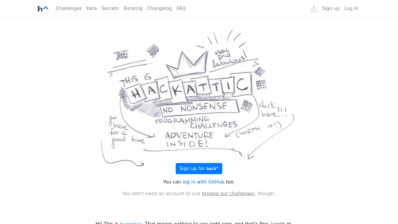 hackattic Landing page