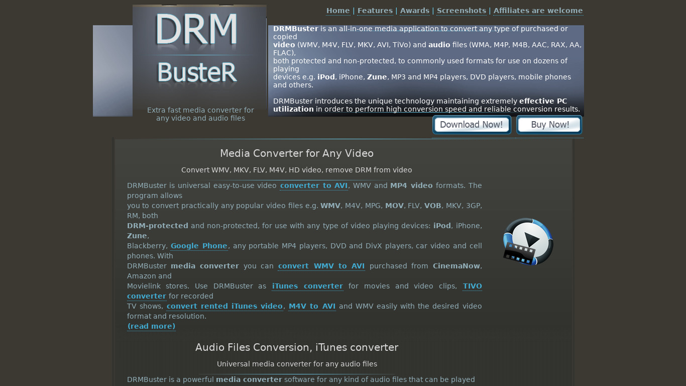 DRMBuster Landing page