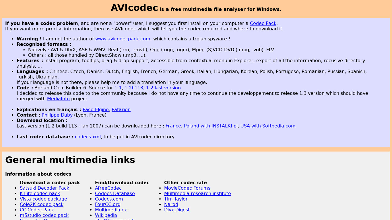 Avicodec Landing page
