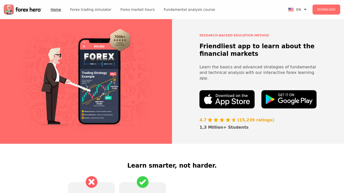 Forex Hero Landing page