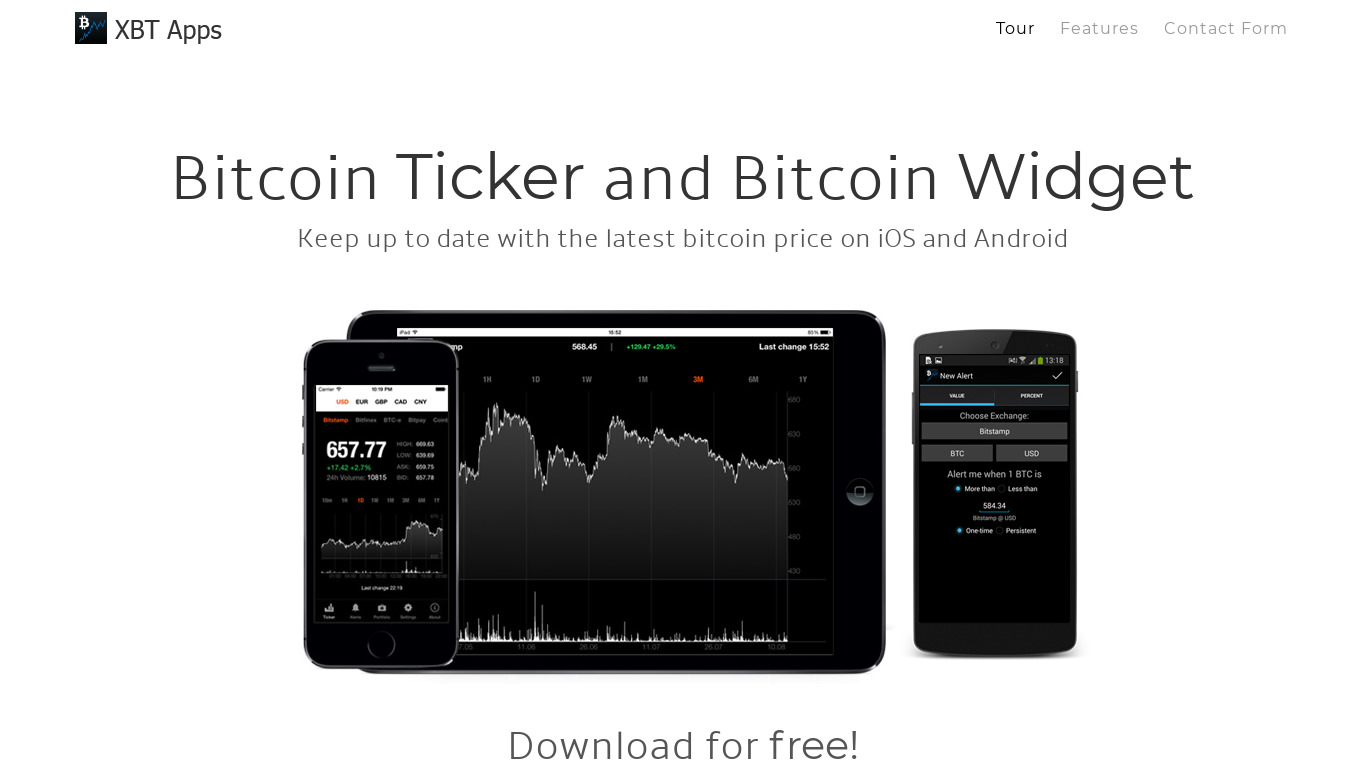 Bitcoin Ticker Landing page