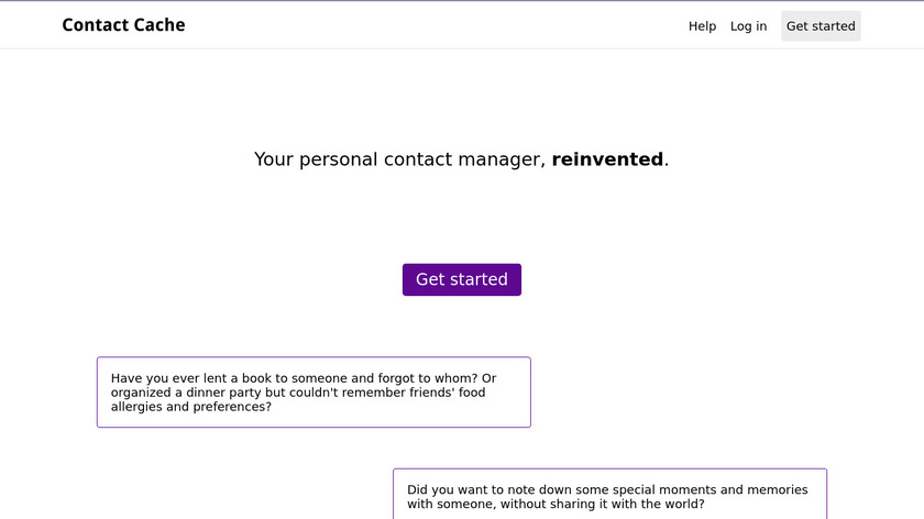 Contact Cache Landing Page