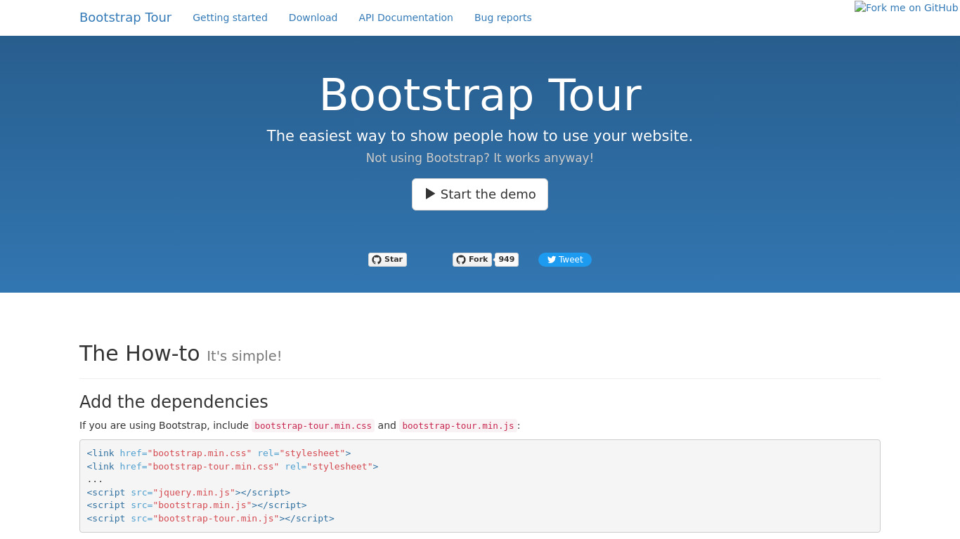 Bootstrap Tour Landing page