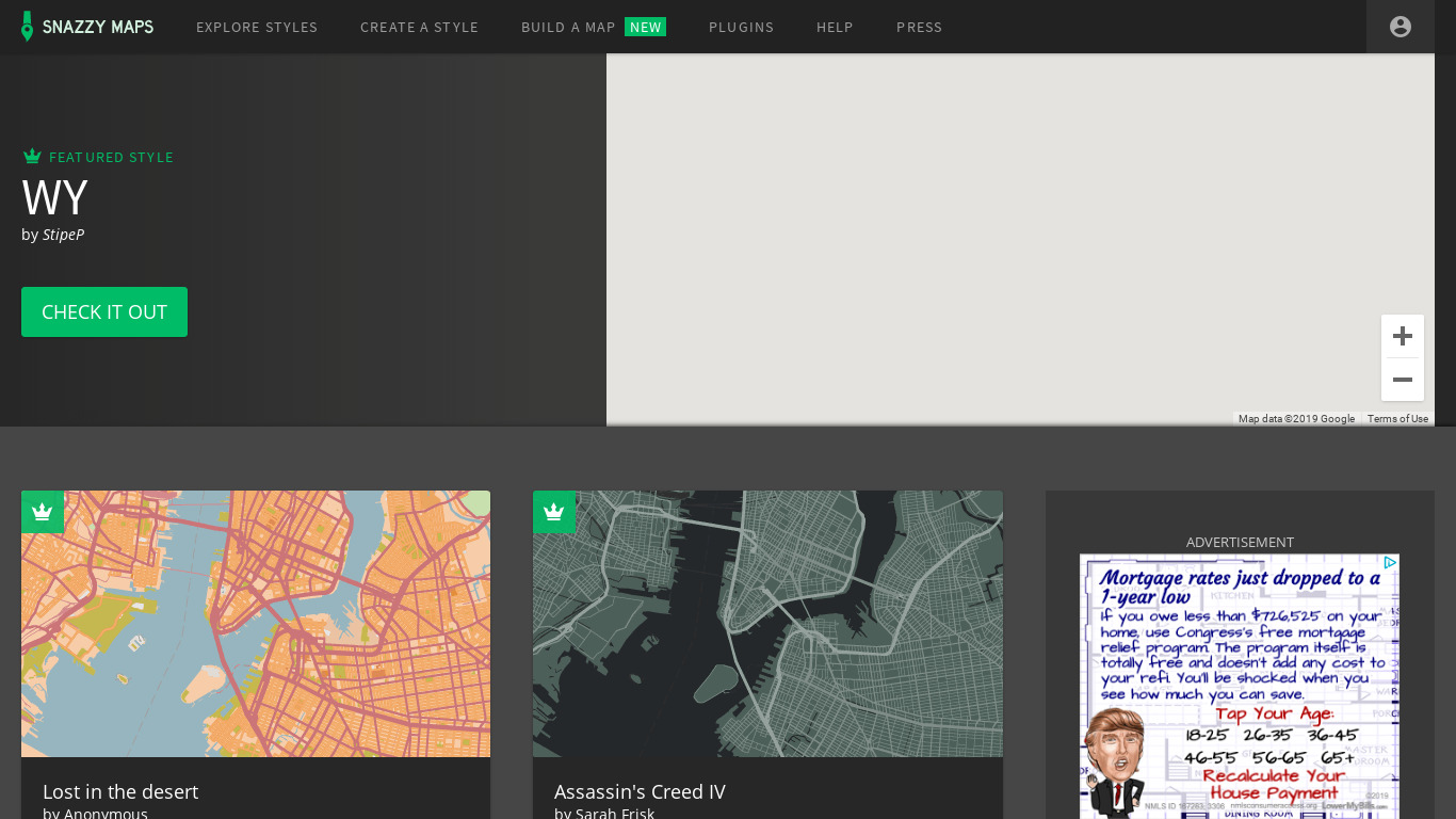 Snazzy Maps Landing page