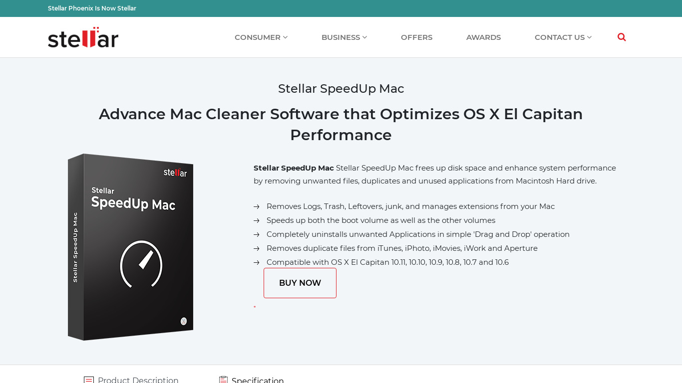 Stellar SpeedUp Mac Landing page