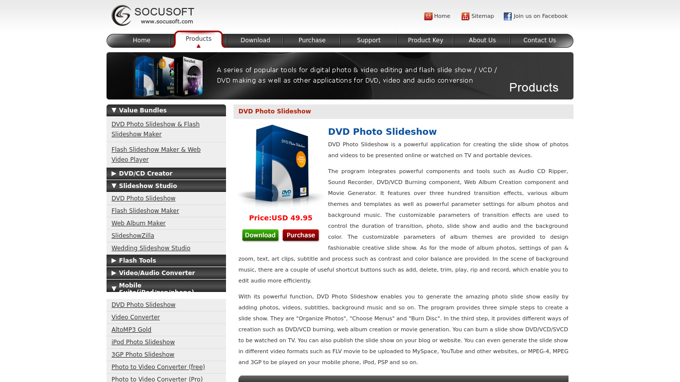 DVD Photo Slideshow Landing page