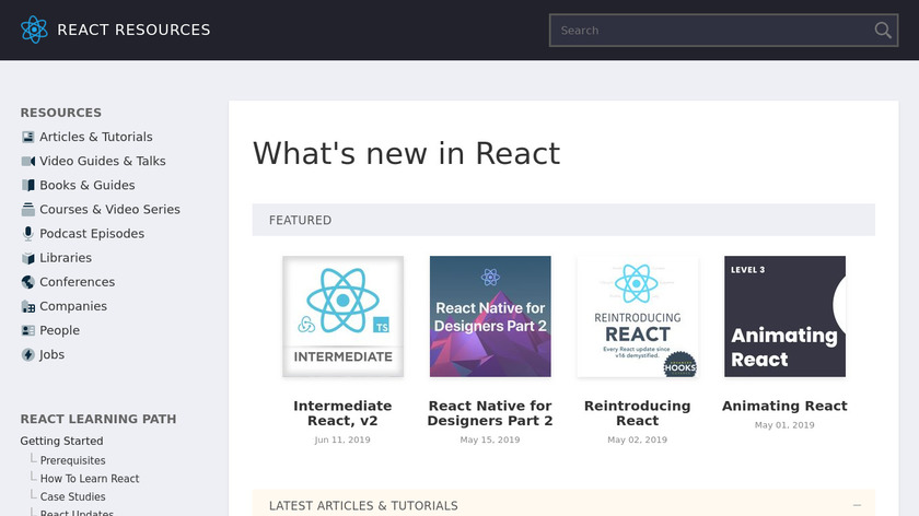 React Resources Landing Page