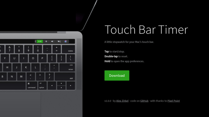 Touch Bar Timer Landing Page