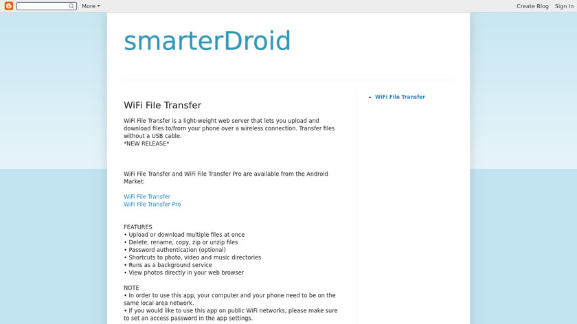 WiFi File Transfer Landing Page