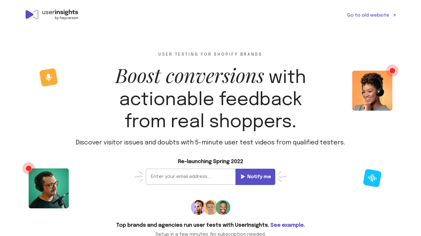 User Insights Landing page