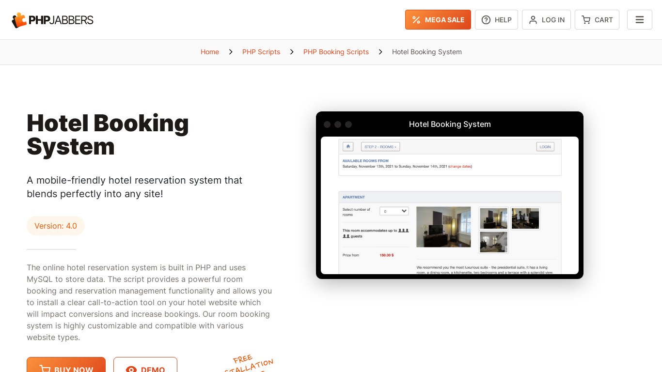 Hotel Booking System Landing page