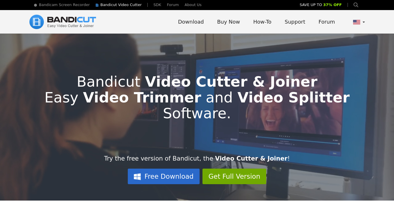 Bandicut Video Cutter Landing page