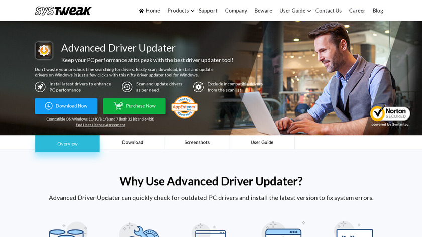 Advanced Driver Updater Landing Page