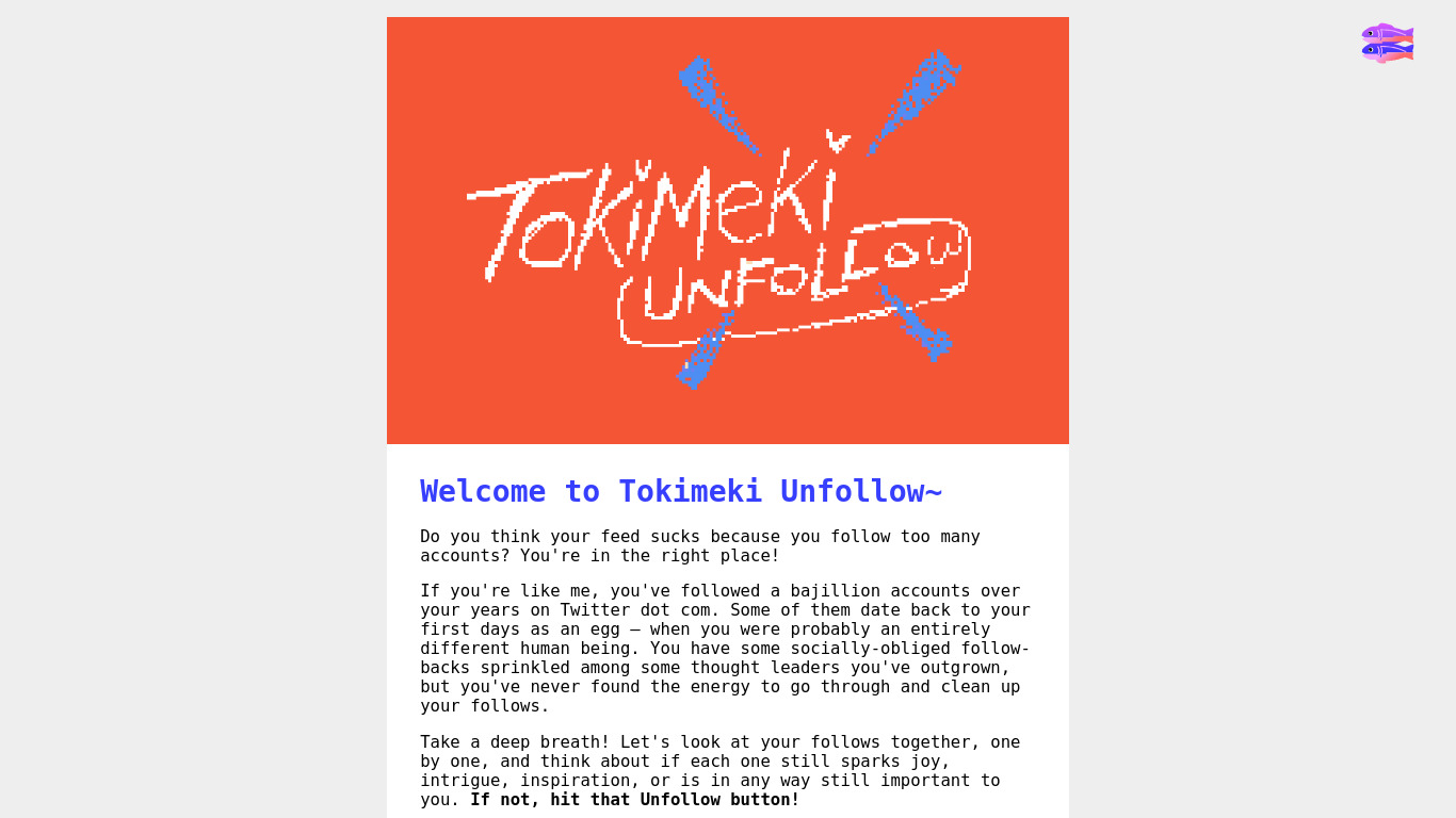 Tokimeki Unfollow Landing page