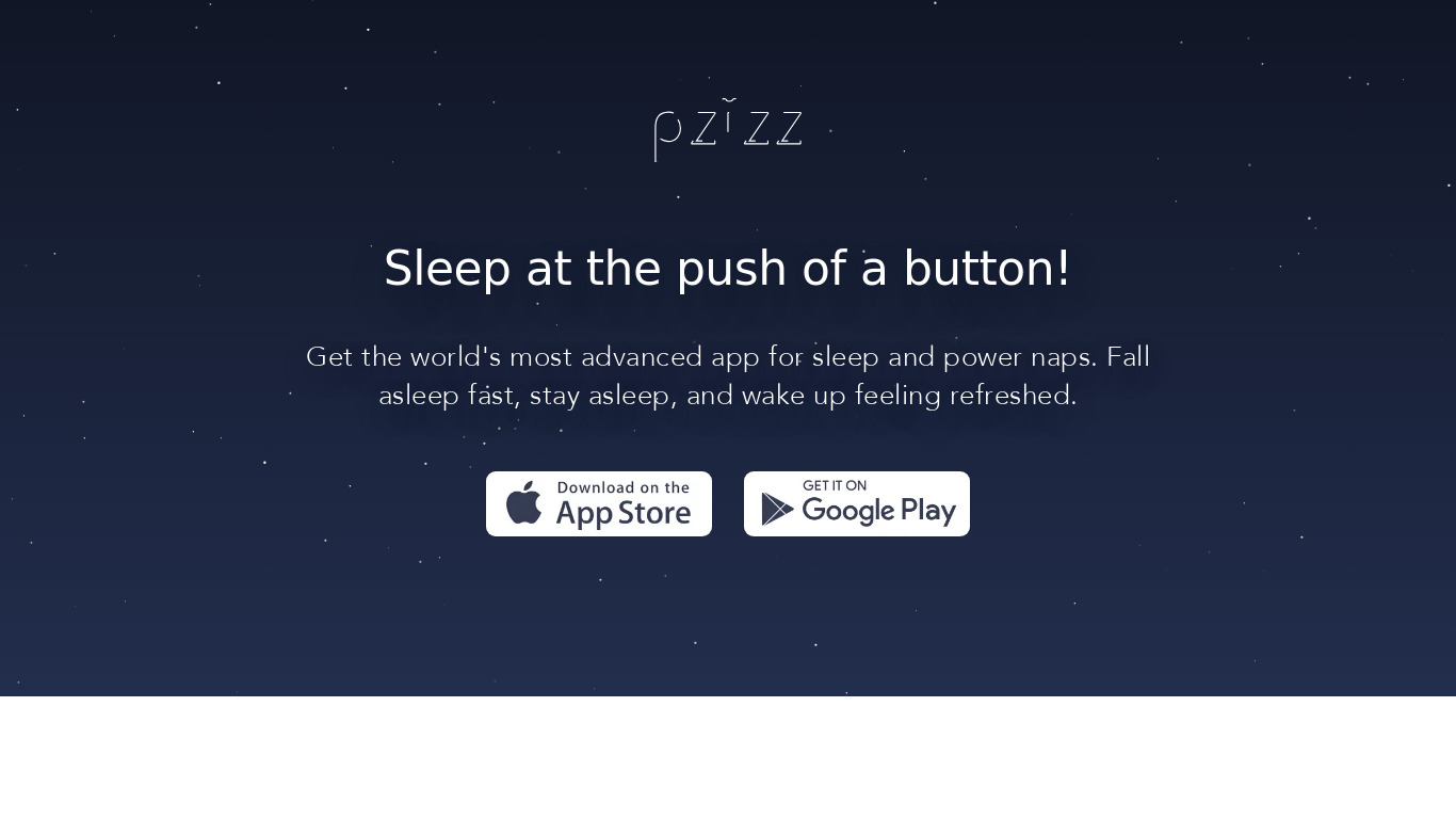 Pzizz Landing page