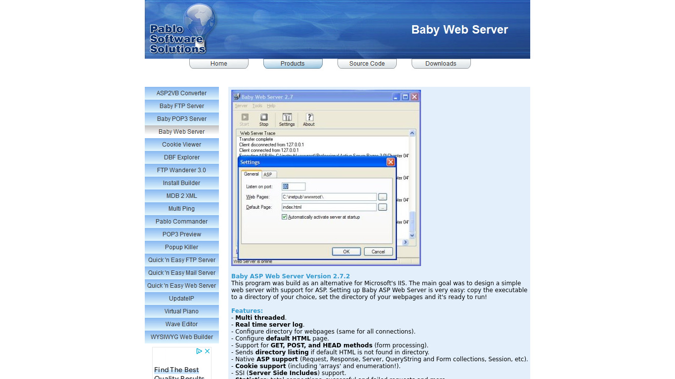 Baby Web Server Landing page