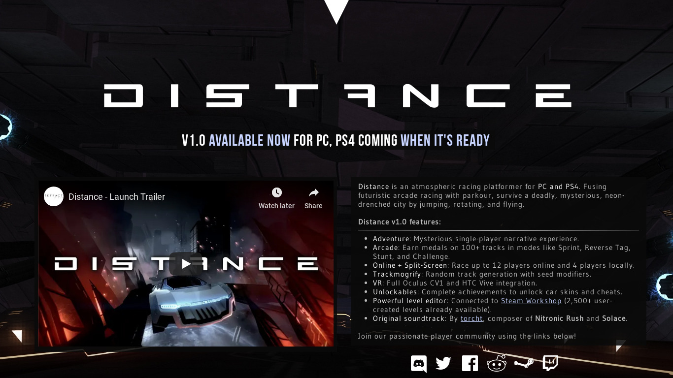 Distance Landing page