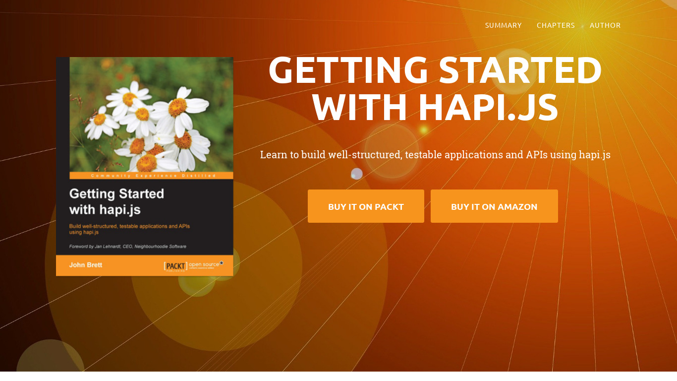 Getting Started With hapi.js Landing page