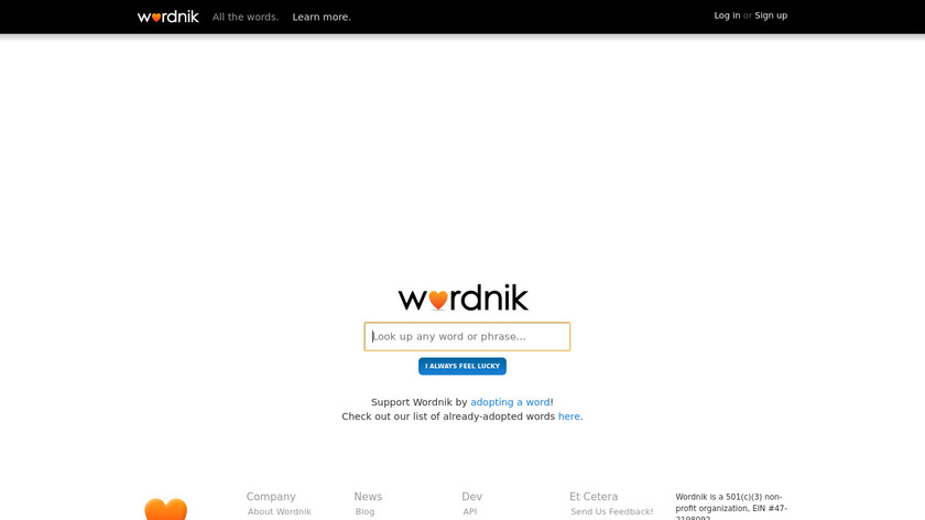 Wordnik Landing Page