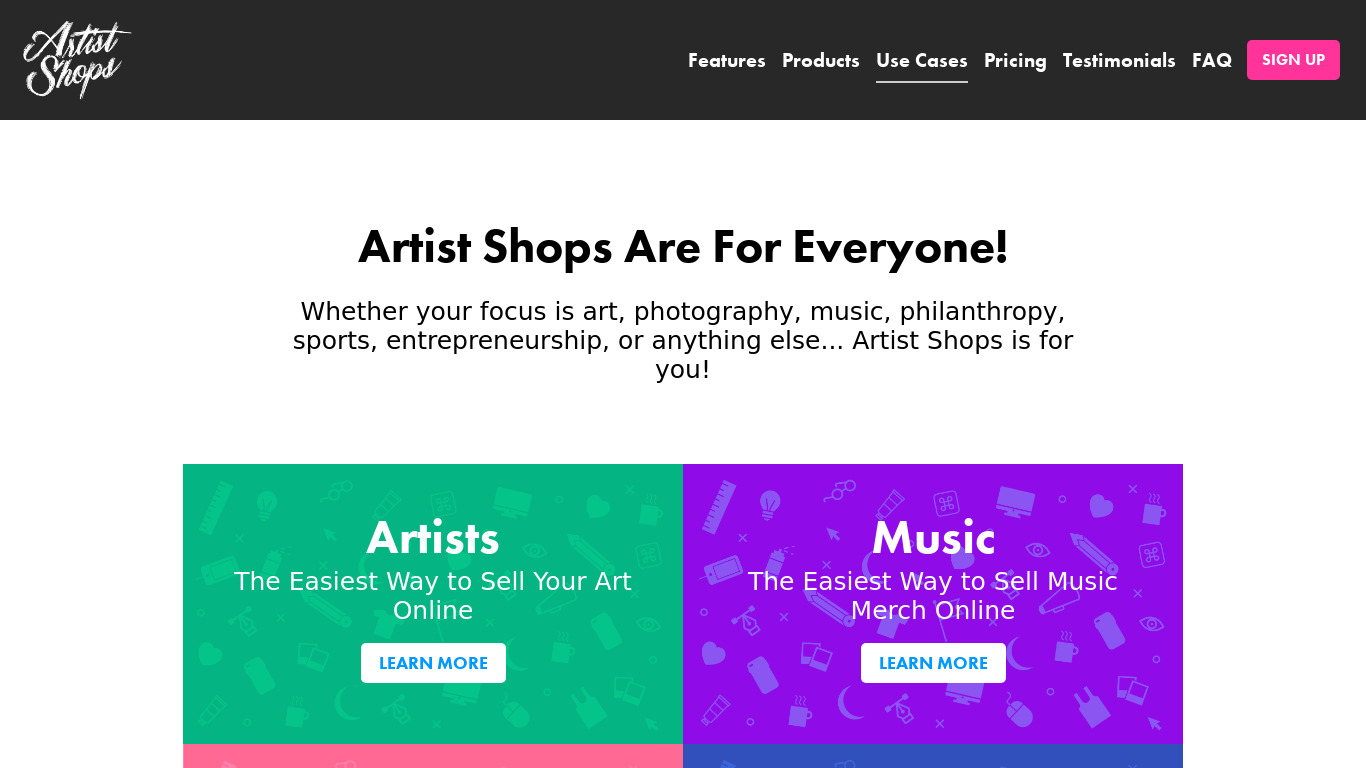 Threadless Artist shops Landing page