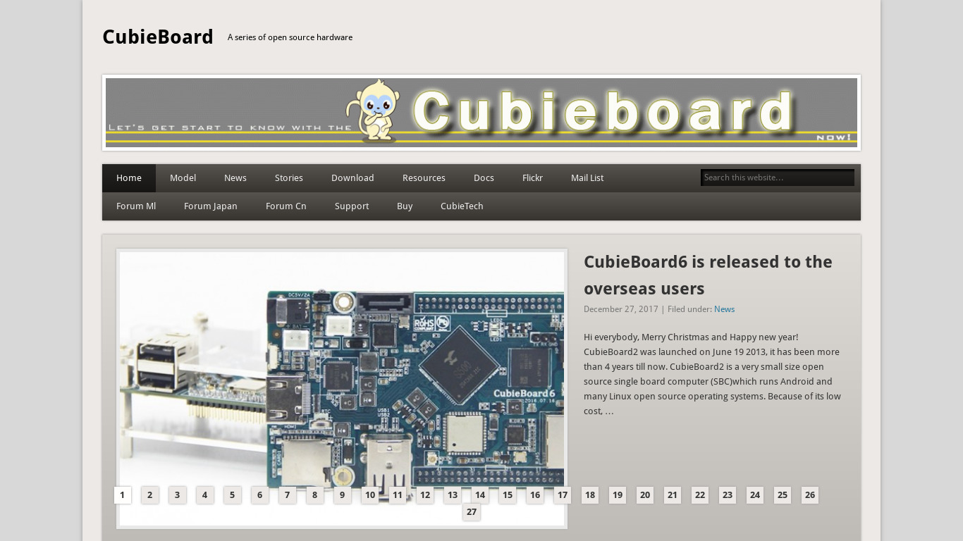 Cubieboard Landing page