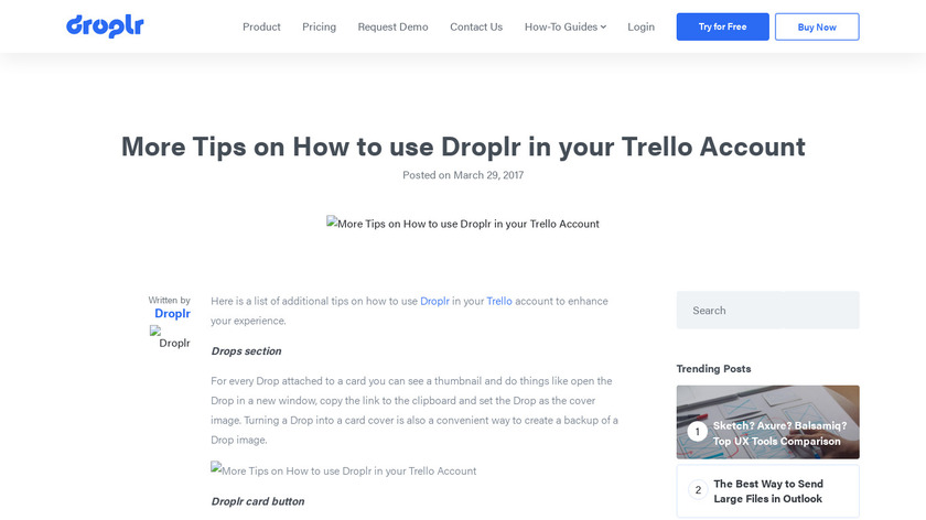 Droplr in Trello Landing Page