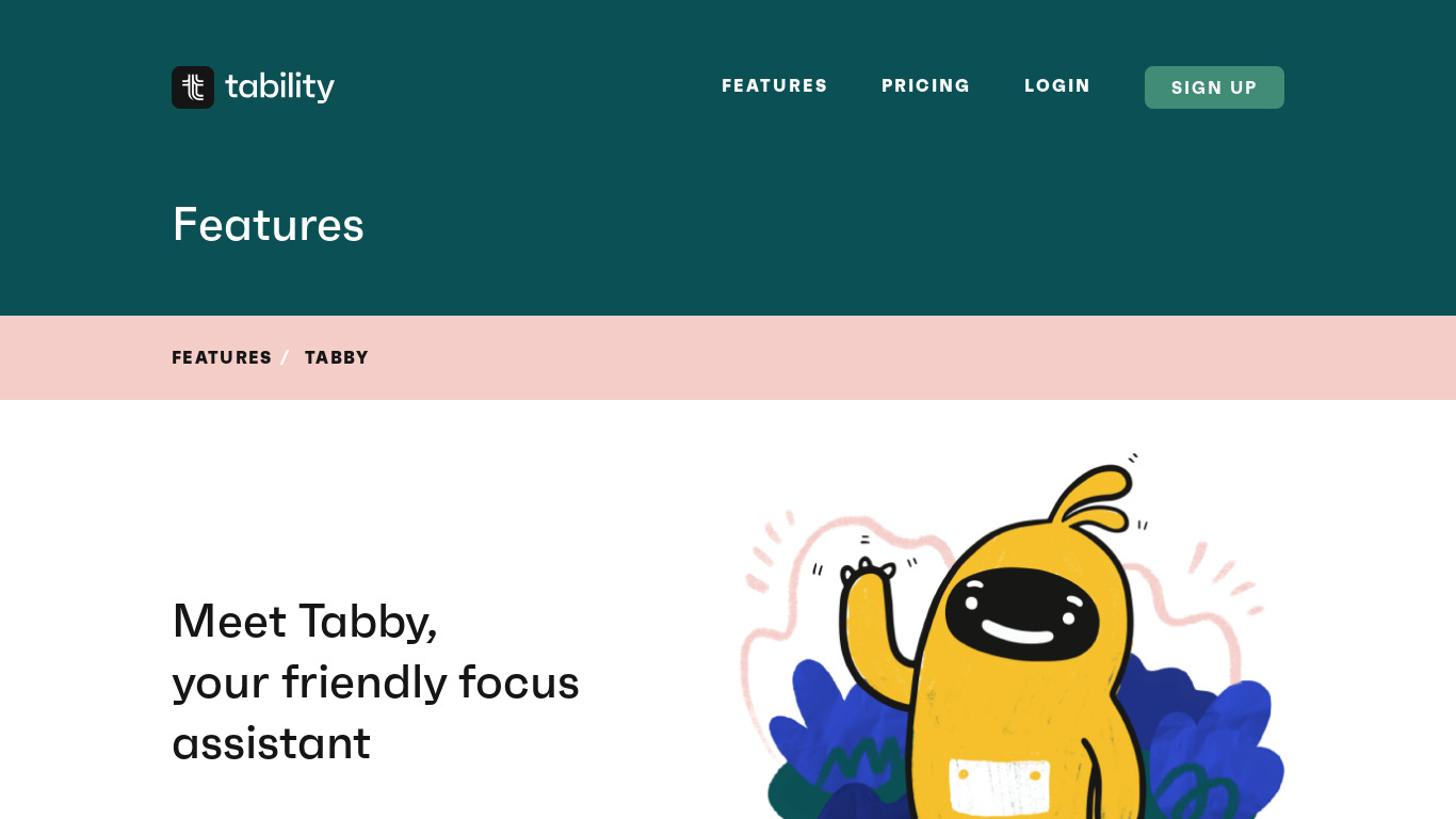 Tabby by Tability Landing page