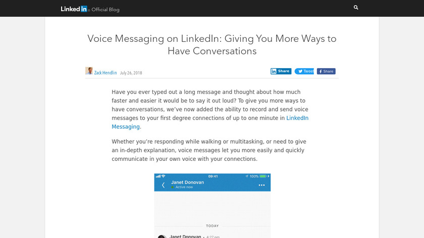 LinkedIn Voice Messaging Landing Page