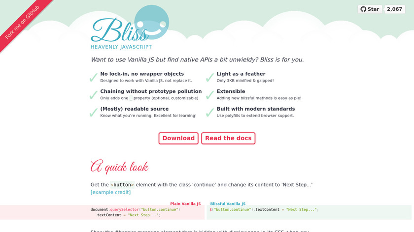 Bliss JS Landing Page