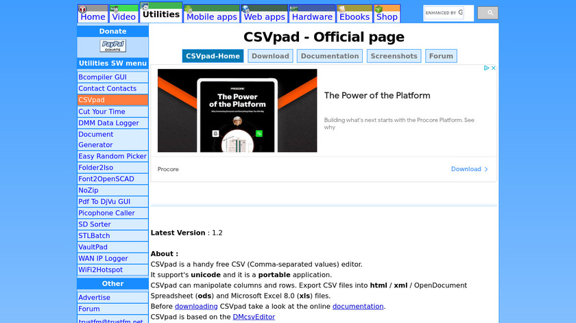 CSVpad Landing Page
