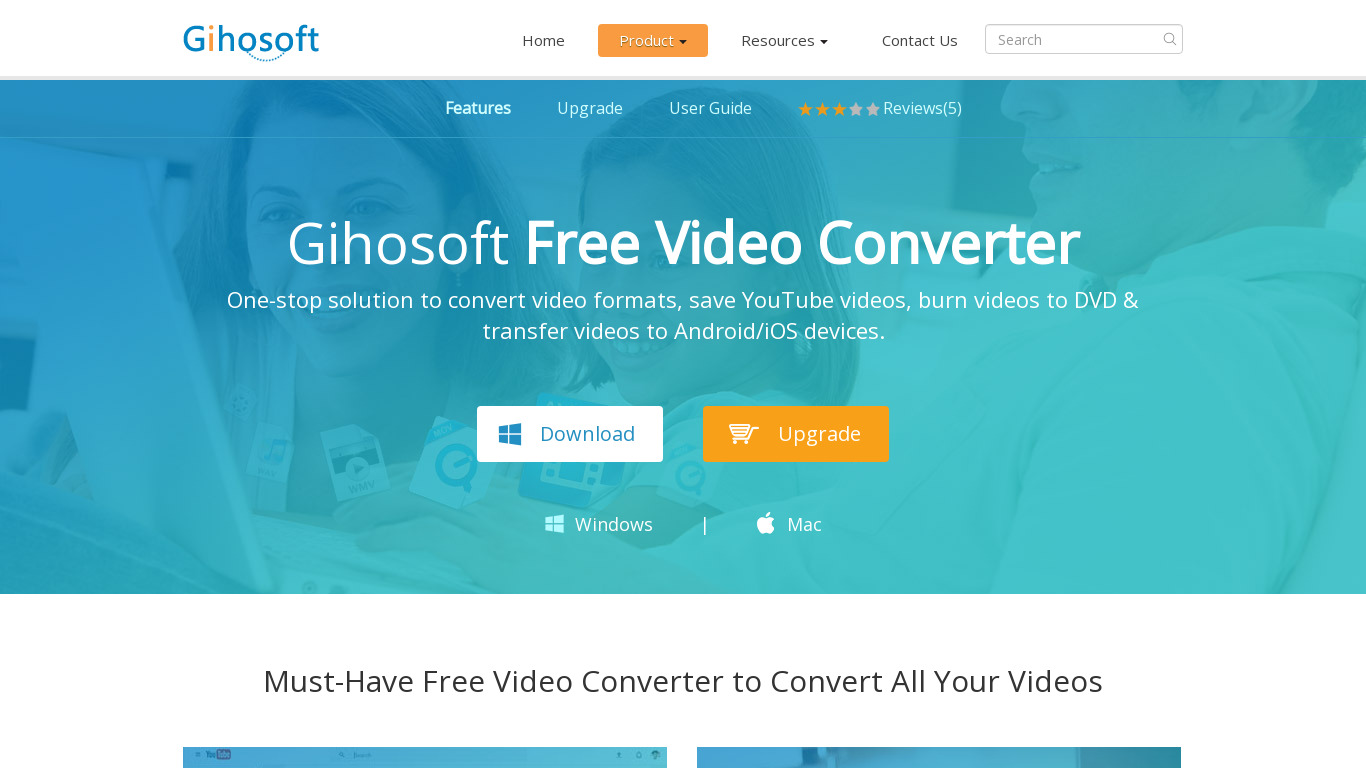 Gihosoft Video Converter Landing page