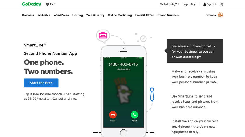 SmartLine from GoDaddy Landing Page
