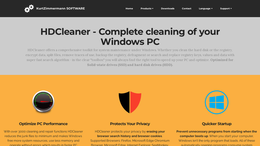 HDCleaner Landing Page