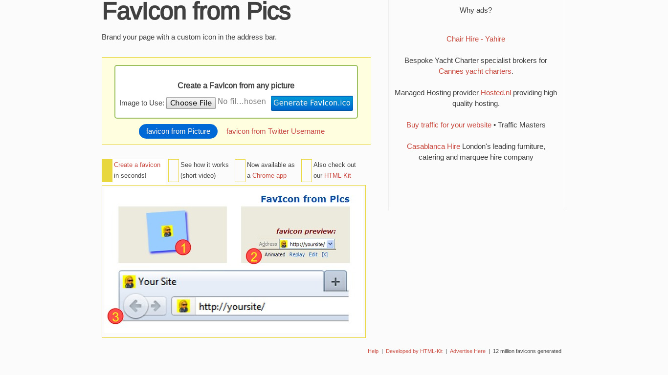 FavIcon from Pics Landing page